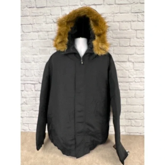 Vintage Jordan Craig Mens Black Hooded Parka Jacket Fur Trim Size 4XL Winter Y2K